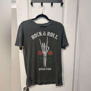 Rock & Roll Graphic T-Shirt - Gray